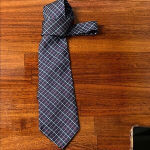 Ralph Lauren Navy Grid Tie with Pink & White Accents